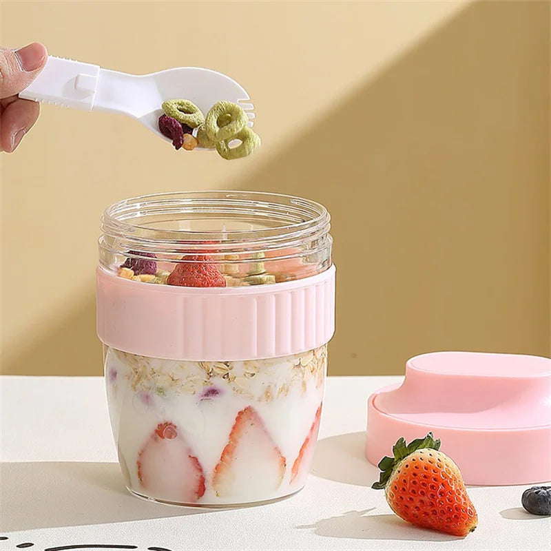 Afralia™ Breakfast Cup with Spoon: Portable Food Storage Container for Students and Picnics