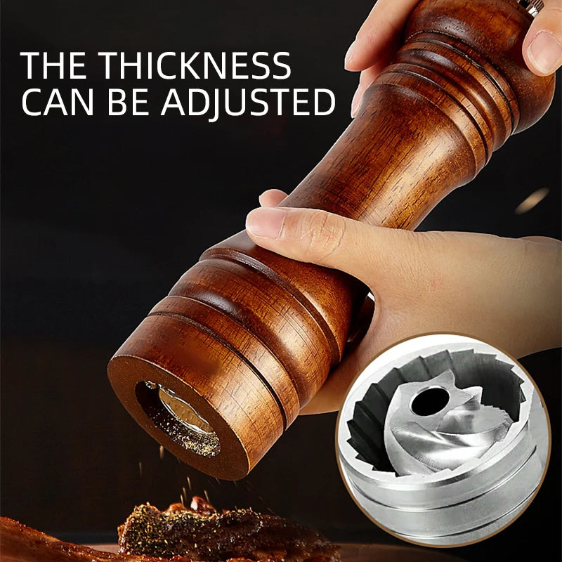 Afralia™ Classical Oak Wood Pepper Spice Grinder Set | Handheld Adjustable Seasoning Mills