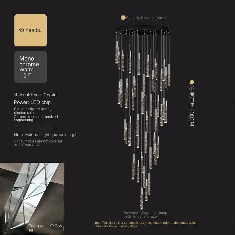 Afralia™ Luxury LED Chandelier for Staircase & Living Room - Modern Nordic Rotating Sky Lanterns