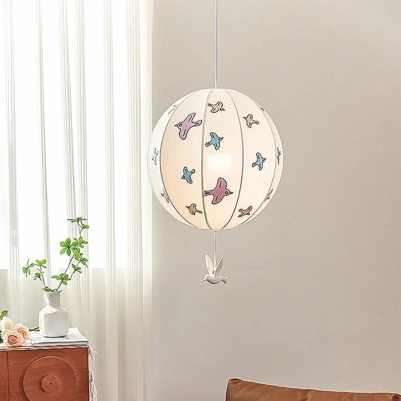 Afralia™ Chinese Medieval Dove Embroidery Fabric Pendant Light - Creative Hanging Line Light