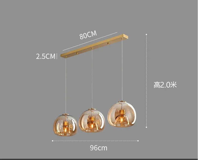 Afralia™ Glass Pendant Light Luxury Nordic Led Hanging Lamp Modern Bedroom Fixture