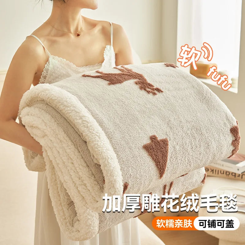 Afralia™ Winter Wool Blanket: Warm, Thick, Soft Bed Cover for Office, Sofa, or Home