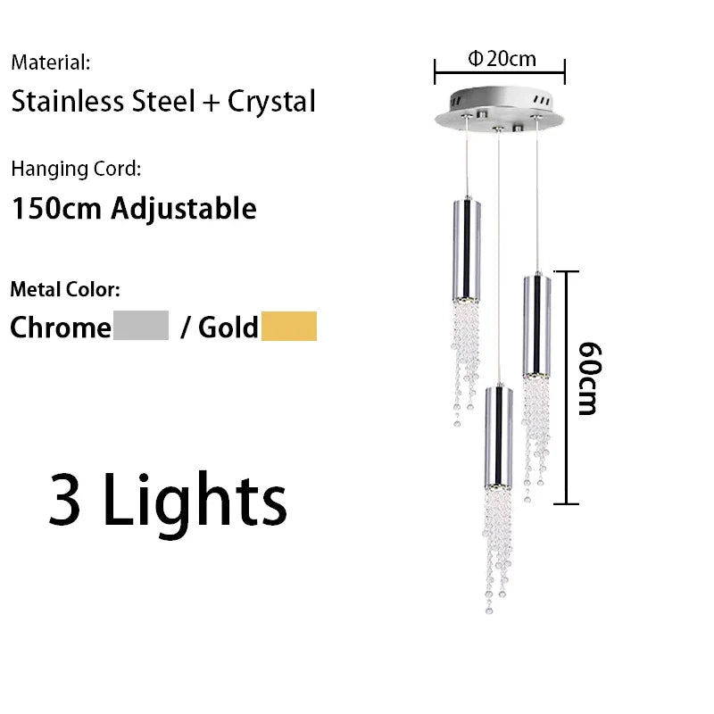 Afralia™ Designer Crystals Pendant LED Chandelier for Home Dining Room Lighting Fixture