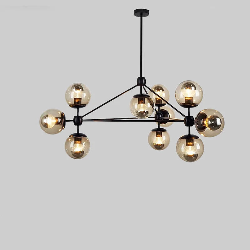 Afralia™ Glass Ball Chandelier: Industrial Vintage Loft Lighting for Living Room, Kitchen, and More
