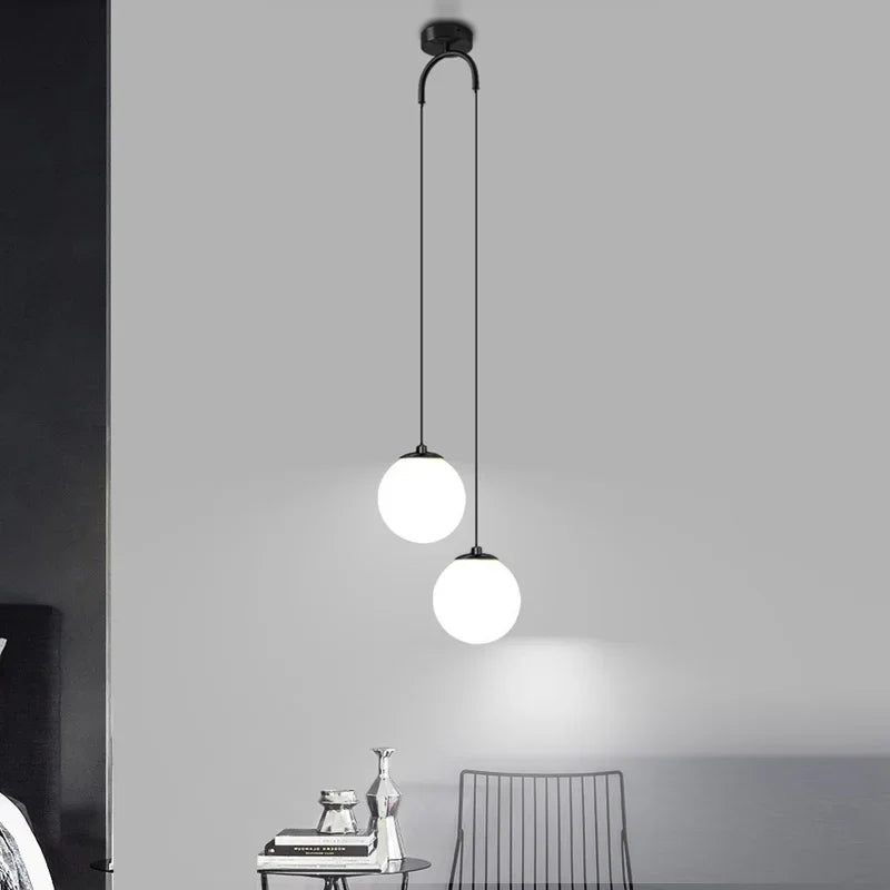 Afralia™ Nordic Glass LED Pendant Chandelier for Dining Room, Bedroom, and Bar