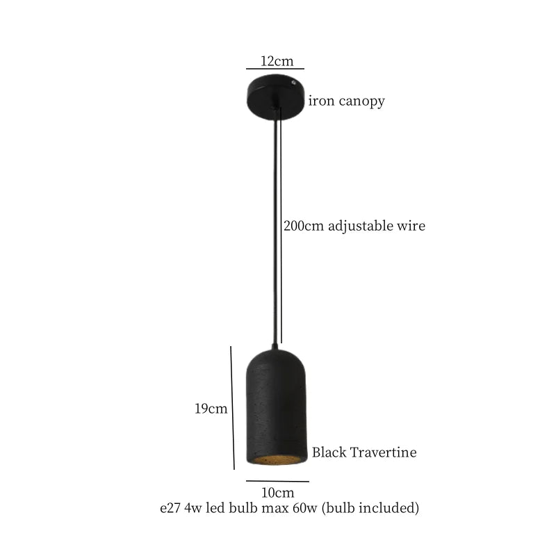 Afralia™ LED Pendant Lights Black Travertine Table Hanging Lamp for Bedroom Living Dining Room