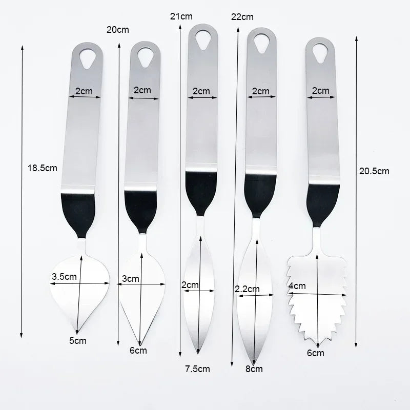 Afralia™ Stainless Steel Feather Leaf Cake Knife Spatula for Baking & Pastry