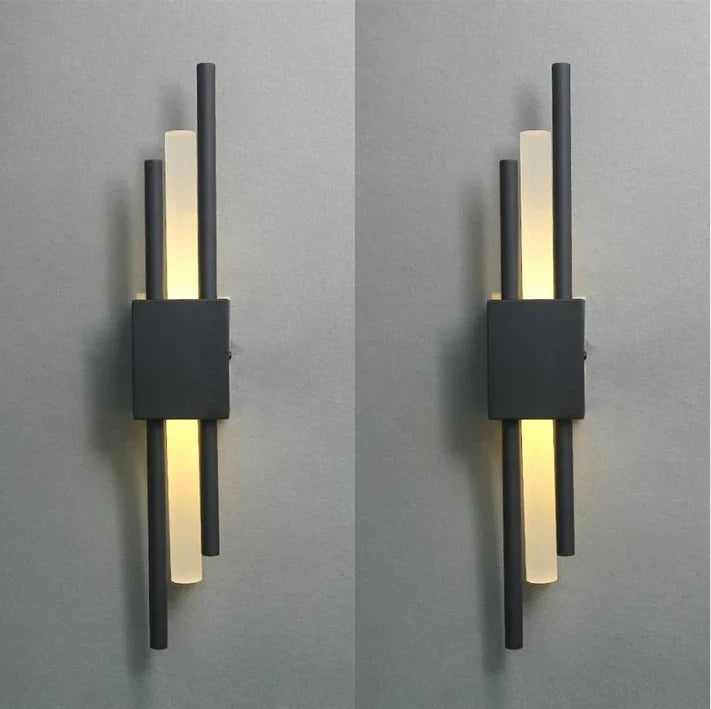 Afralia™ Modern Acrylic Pipe LED Wall Sconce Light for Room Decor, Black & Gold Iron Art