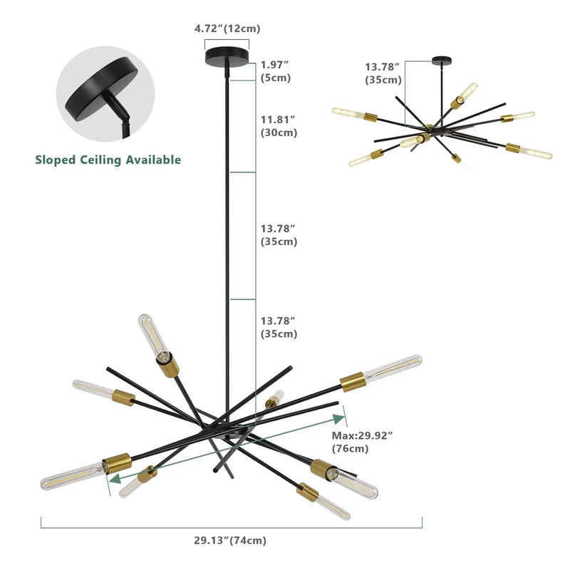 Afralia™ Satellite Style Adjustable Chandelier for Living Room Kitchen Hallway Lighting