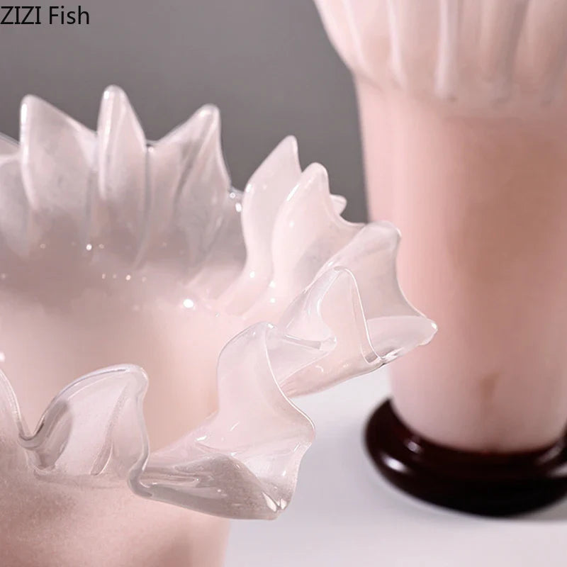 Afralia™ Lotus Leaf Edge Glass Vase: Table Flower Arrangement Room Decor Aesthetic