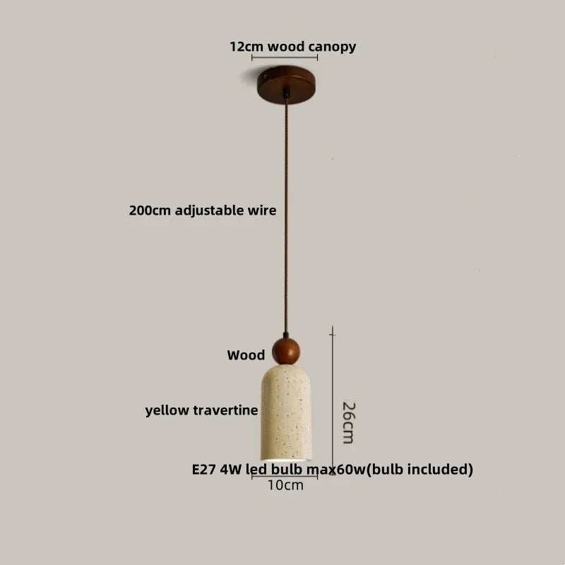 Afralia™ Adjustable LED Pendant Light - Nordic Modern Yellow Travertine Marble Wood Fixture