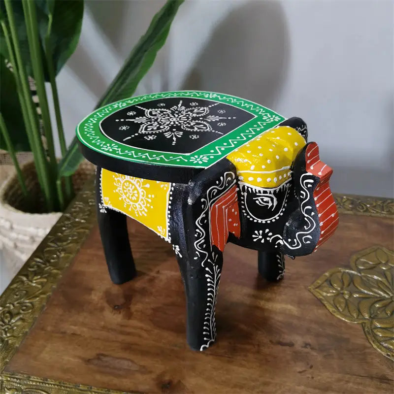 Afralia™ Handmade Elephant Stool: Thai Style Ethnic Wood Low Stool Ornament