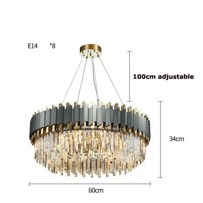 Afralia™ Art Deco Black Golden Crystal Chandelier for Foyer