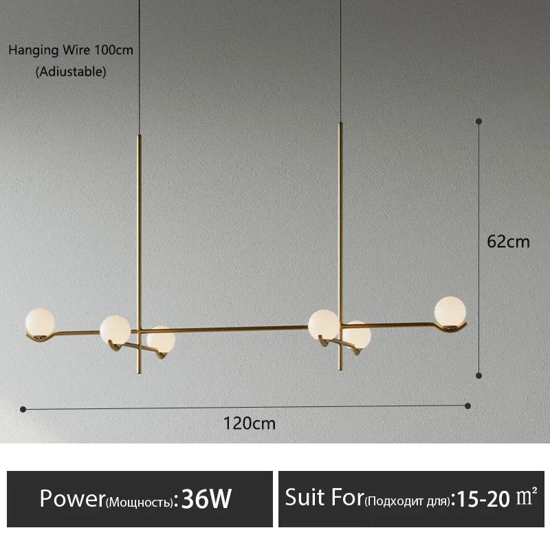 Afralia™ Glass Ball Chandelier Pendant Light for Living Room, Modern Minimalist Design