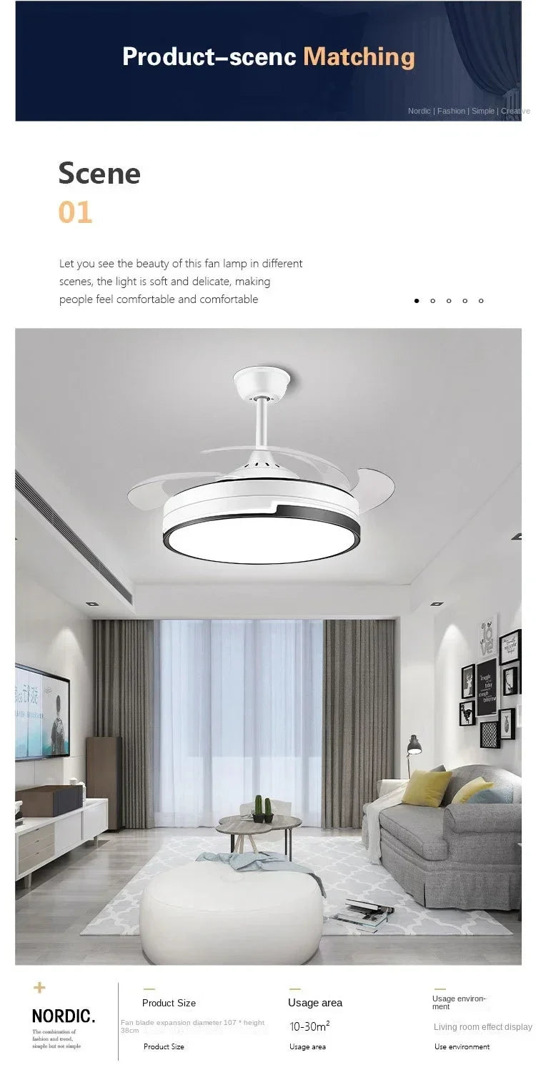 Afralia™ Copper Ceiling Fan with Energy-saving Lighting, Modern Style, 6-speed Variab