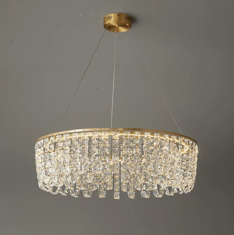Afralia™ Copper Crystal Chandelier Living Room Bedroom Dining Lighting Device
