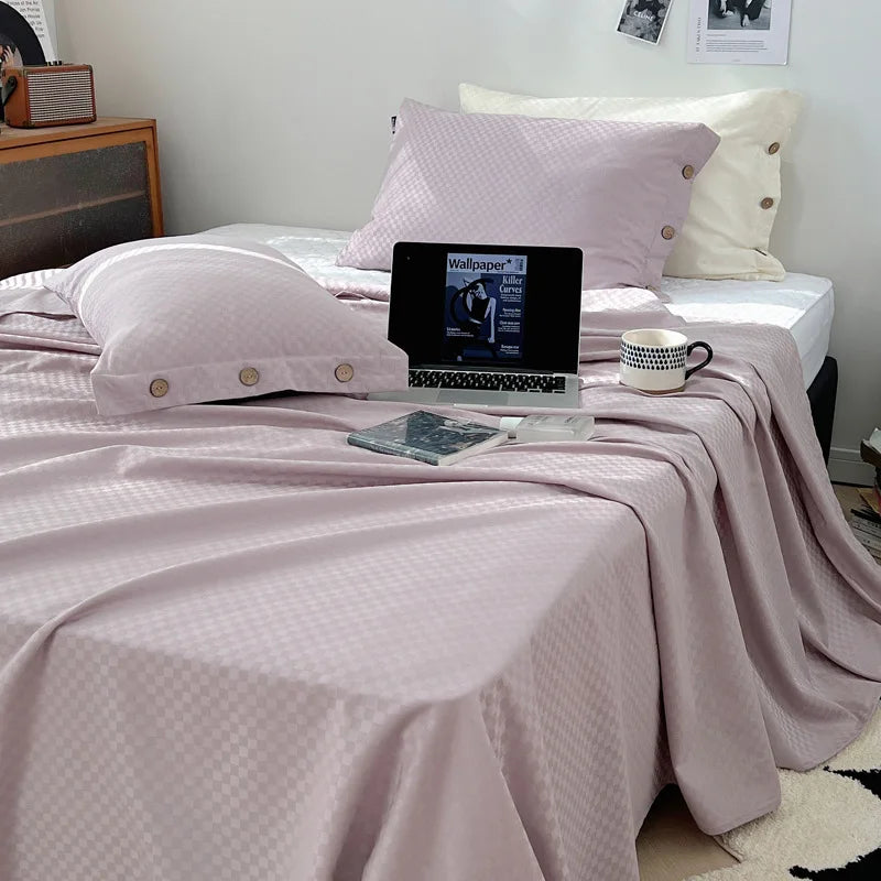 Afralia™ Soft Jacquard Satin Cotton Bed Sheet Single Bedsheet Smooth Cozy Cover