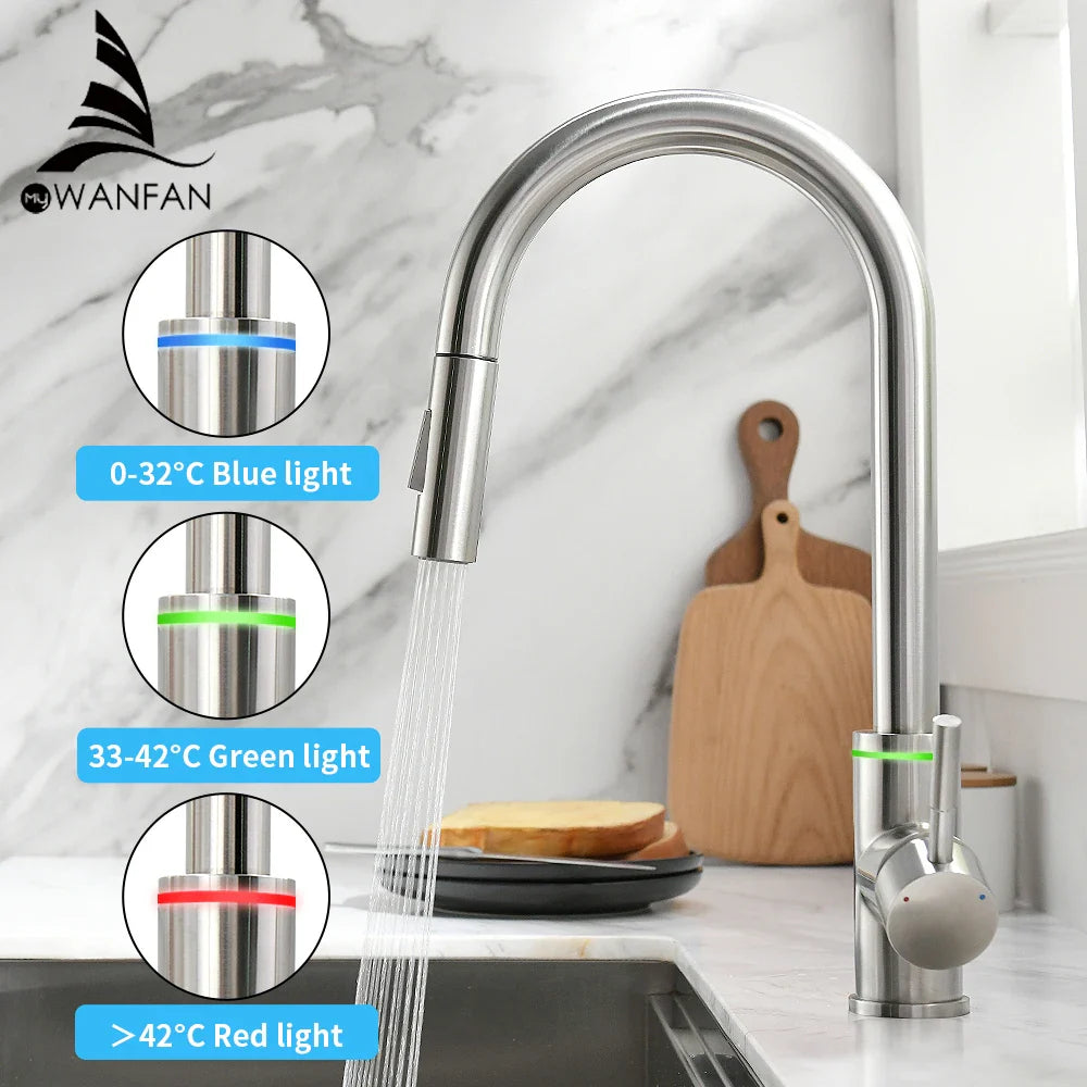 Afralia™ Gold Kitchen Faucet Single Handle Pull Out Tap Mixer Swivel Water Mixer