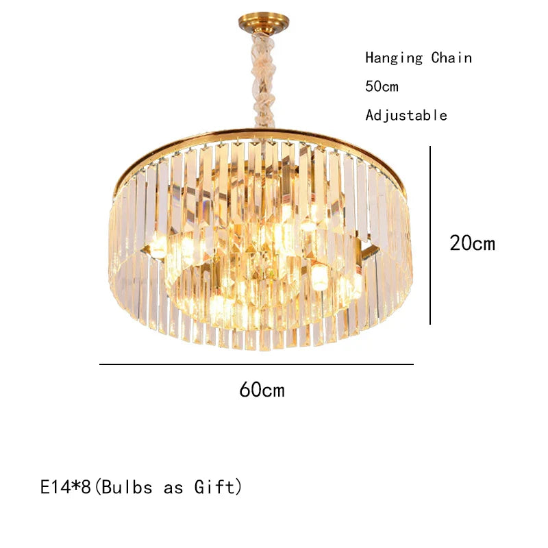 Afralia™ Nordic Gold Crystal LED Chandelier for Dining Living Room Kitchen Home Decor