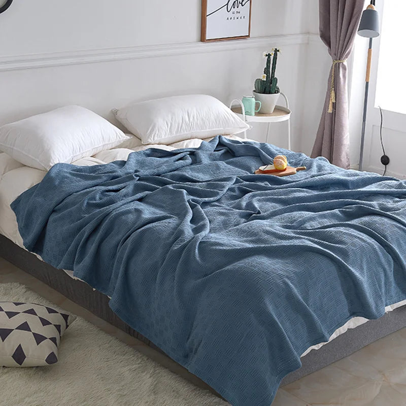 Afralia™ Pure Cotton Knitted Blanket: Summer Sofa Cover Comfort Queen Double Size Quilt