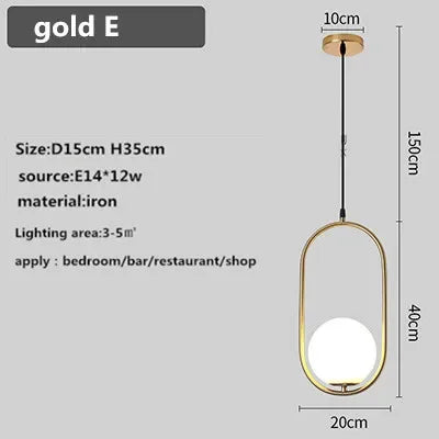 Afralia™ Glass Ball Chandelier Nordic LED Pendant for Restaurant Decor Bedroom Kitchen Dining