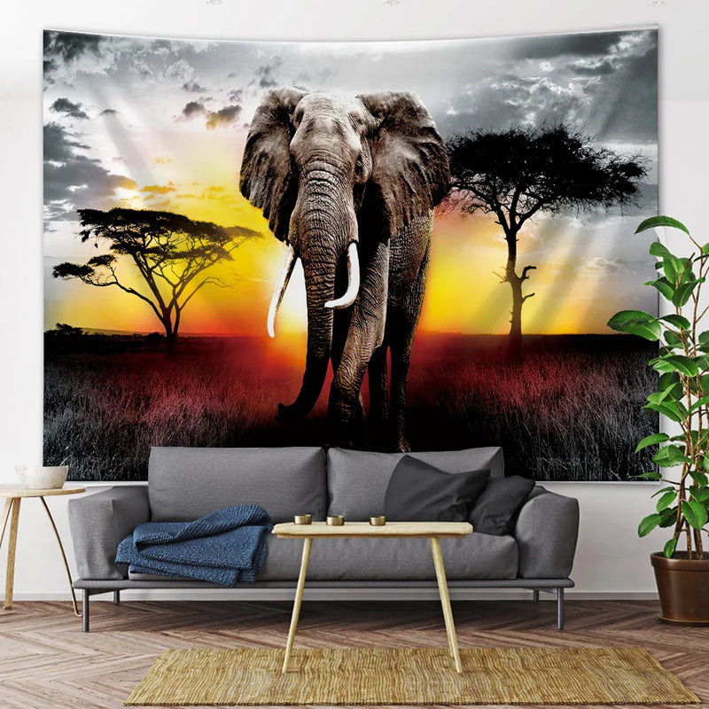 Afralia™ Boho Elephant Mandala Tapestry Wall Hanging for Home Decor