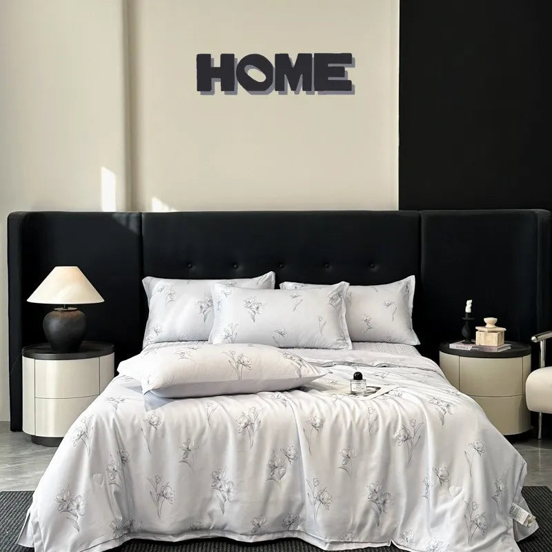 Afralia™ Cool Silk Summer Quilt Set with Sheets & Pillowcases