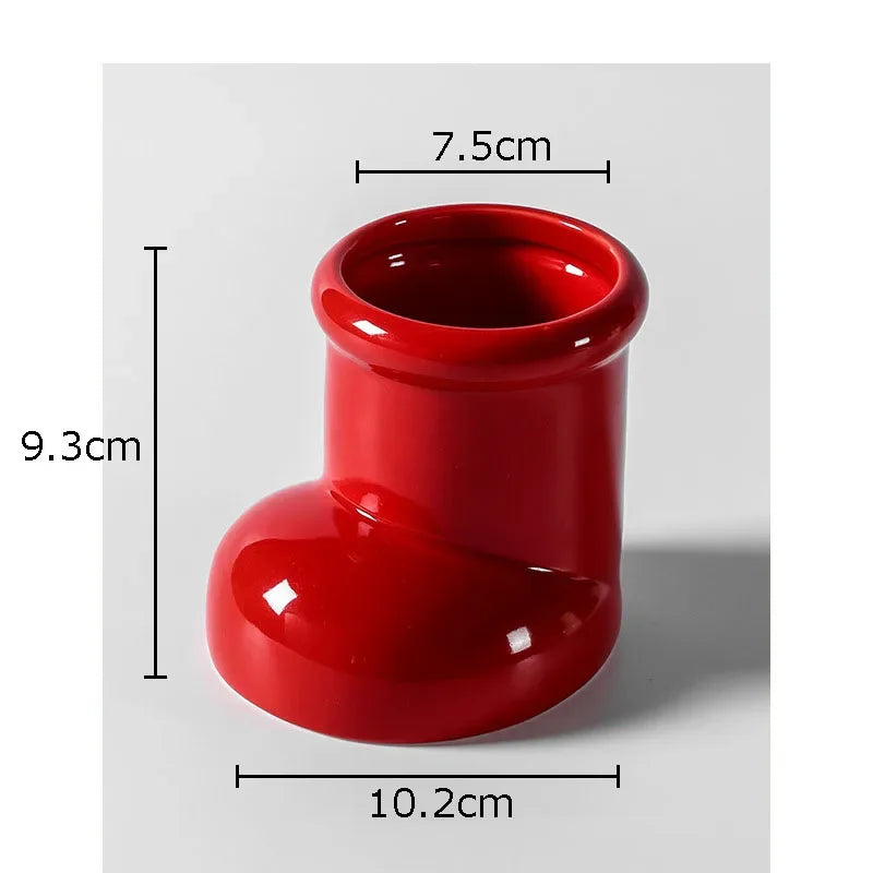 Afralia™ Boot Ceramic Storage Jar Desk Organizer Box for Small Objects