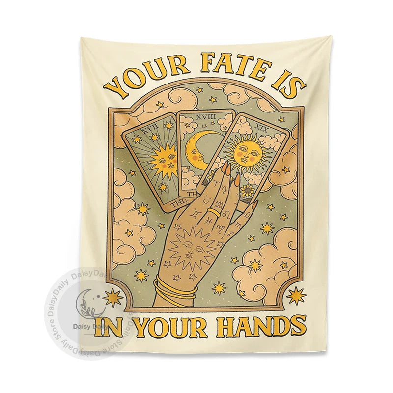 Afralia™ Cat Tarot Tapestry: Fate & Moon Sun Aesthetic Decor for Bedroom