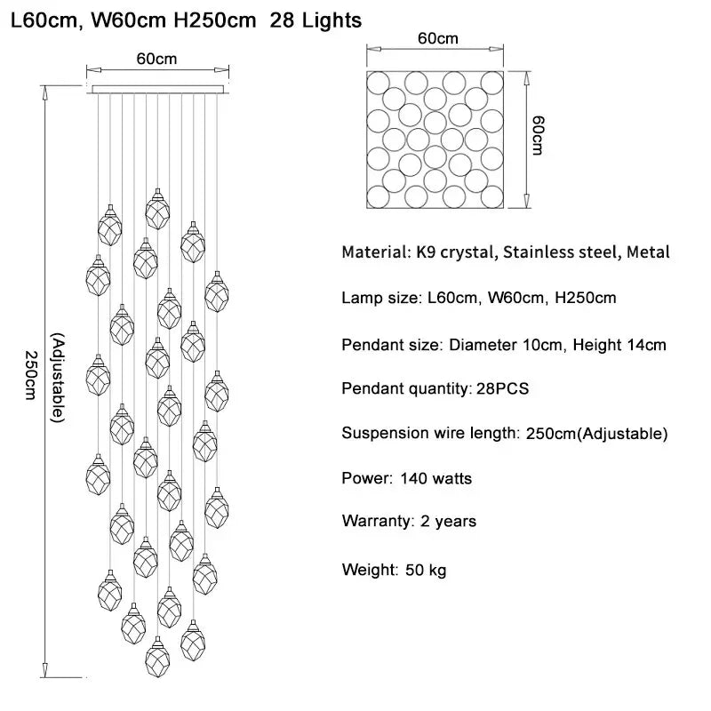 Afralia™ Diamond Crystal Ball Chandelier, Luxury LED Light Fixture for Staircase and Living Room