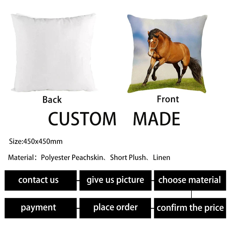Afralia™ Galloping Horse Pillowcase: Wild Horse Print Linen Cushion Cover for Home Decoration