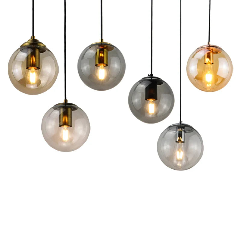 Afralia™ Modern Glass Chandelier for Bar Counter, Restaurant - Gold/Silver Metal, Amber Glass Suspension Lamp