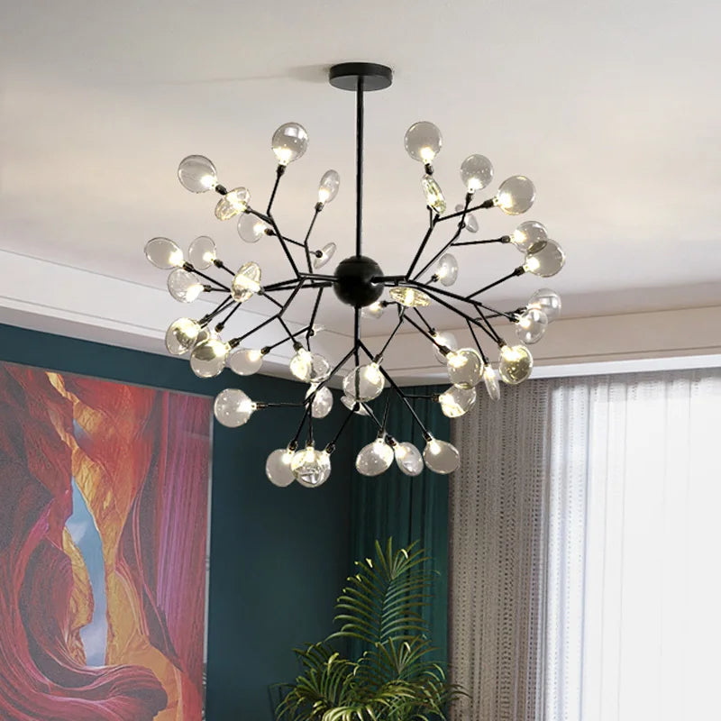 Afralia™ Modern Luxury Firefly Chandelier | Black Pendant Light for Living Room, Restaurant, Bedroom