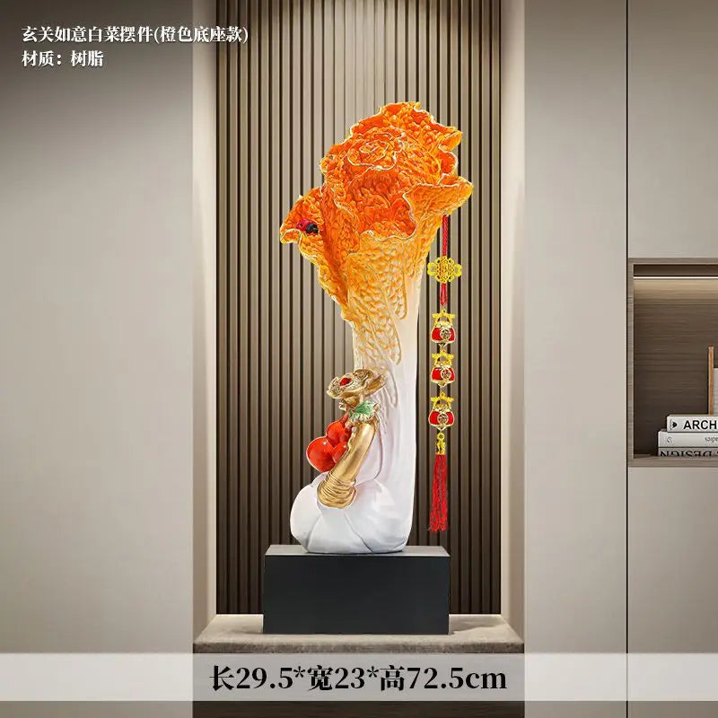 Afralia™ Cabbage Ornament: New Chinese Style Boss Office Decoration for Desktop or Wine Cabinet