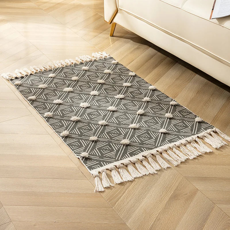 Afralia™ Handmade Nordic 3D Tassel Floor Mat - Yellow 60*90cm