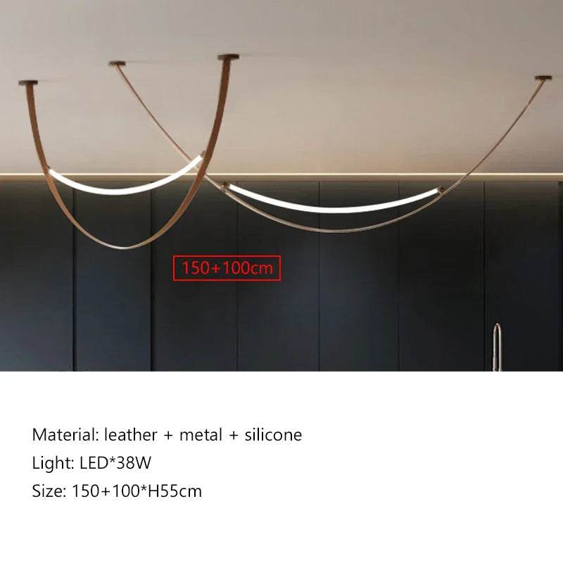 Afralia™ Leather Chandelier: Minimalist Nordic LED Pendant Lamp for Living Room, Dining Room & Bedroom