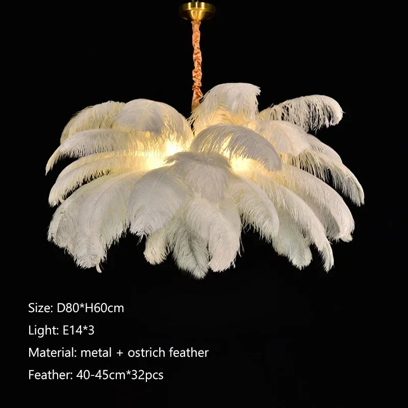 Afralia™ Nordic Feather LED Pendant Lamp - Luxe Home Decor & Indoor Lighting