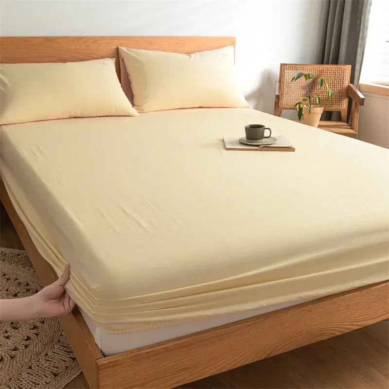 Afralia™ Cotton Fitted Sheet with Elastic Bands for Single Double King Queen Bed