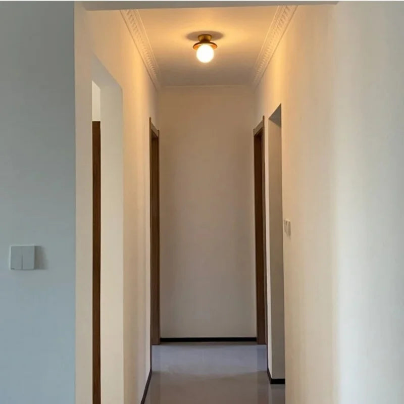 Afralia™ White Glass Ball LED Ceiling Lamp, Modern Nordic Flush Mount Lighting