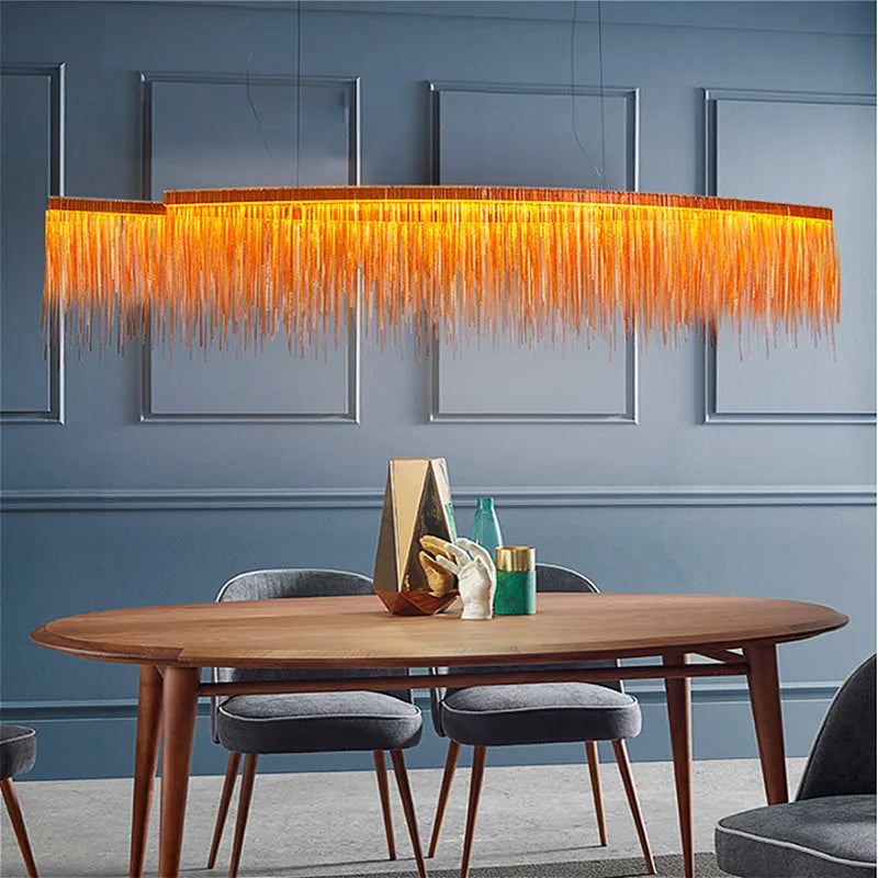 Afralia™ Modern Round Tassel Chandelier - Nordic Circle Design for Home, Living Room & Bedroom