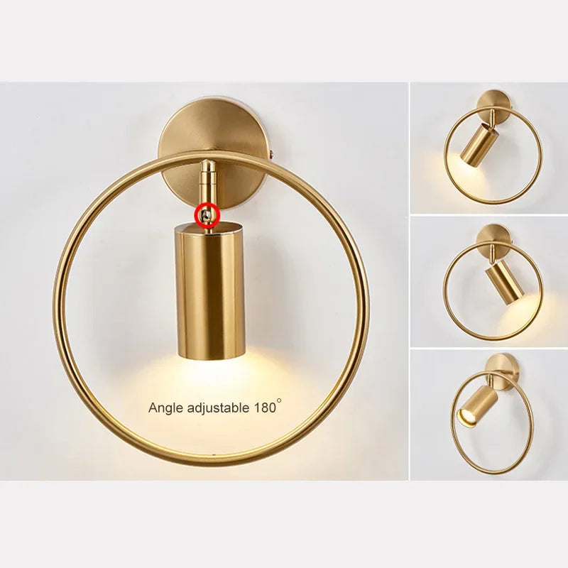 Afralia™ Luxury Brass Plating LED Wall Lamp - Modern Nordic Bedroom Office Decor
