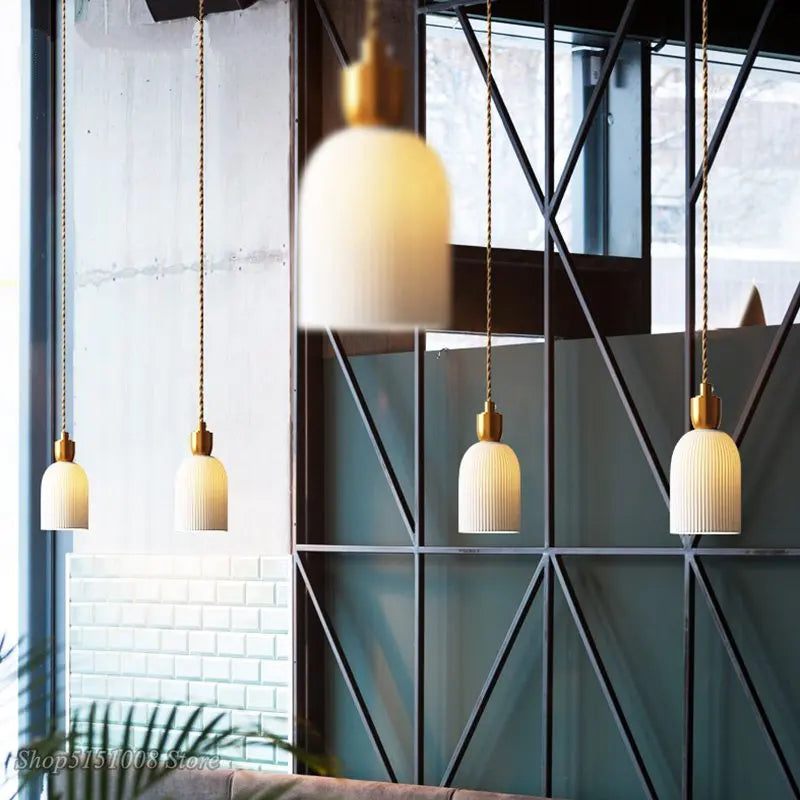 Afralia™ Nordic Ceramic LED Pendant Lamp - Modern Hanging Light Fixture for Home Decor