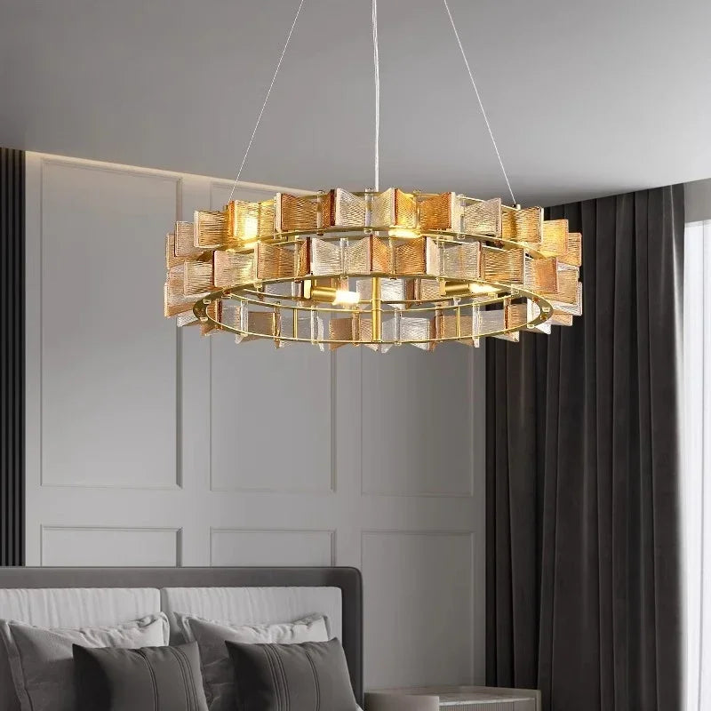 Afralia™ Luxury Glass Chandelier for Living Room Hotel Bedroom Bar Home Decoration