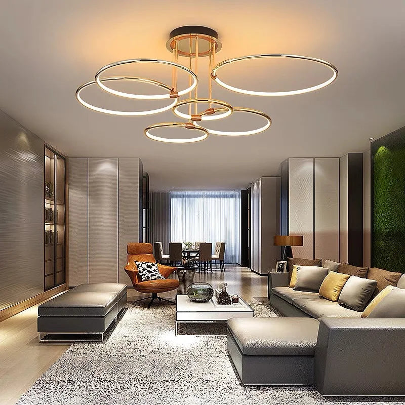 Afralia™ Modern Rings Chandelier for Indoor Living Room Dining Bedroom Lighting