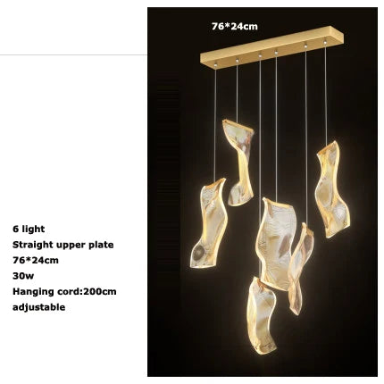 Afralia™ Modern Water Wave Acrylic LED Chandelier - Dining Room Pendant Light