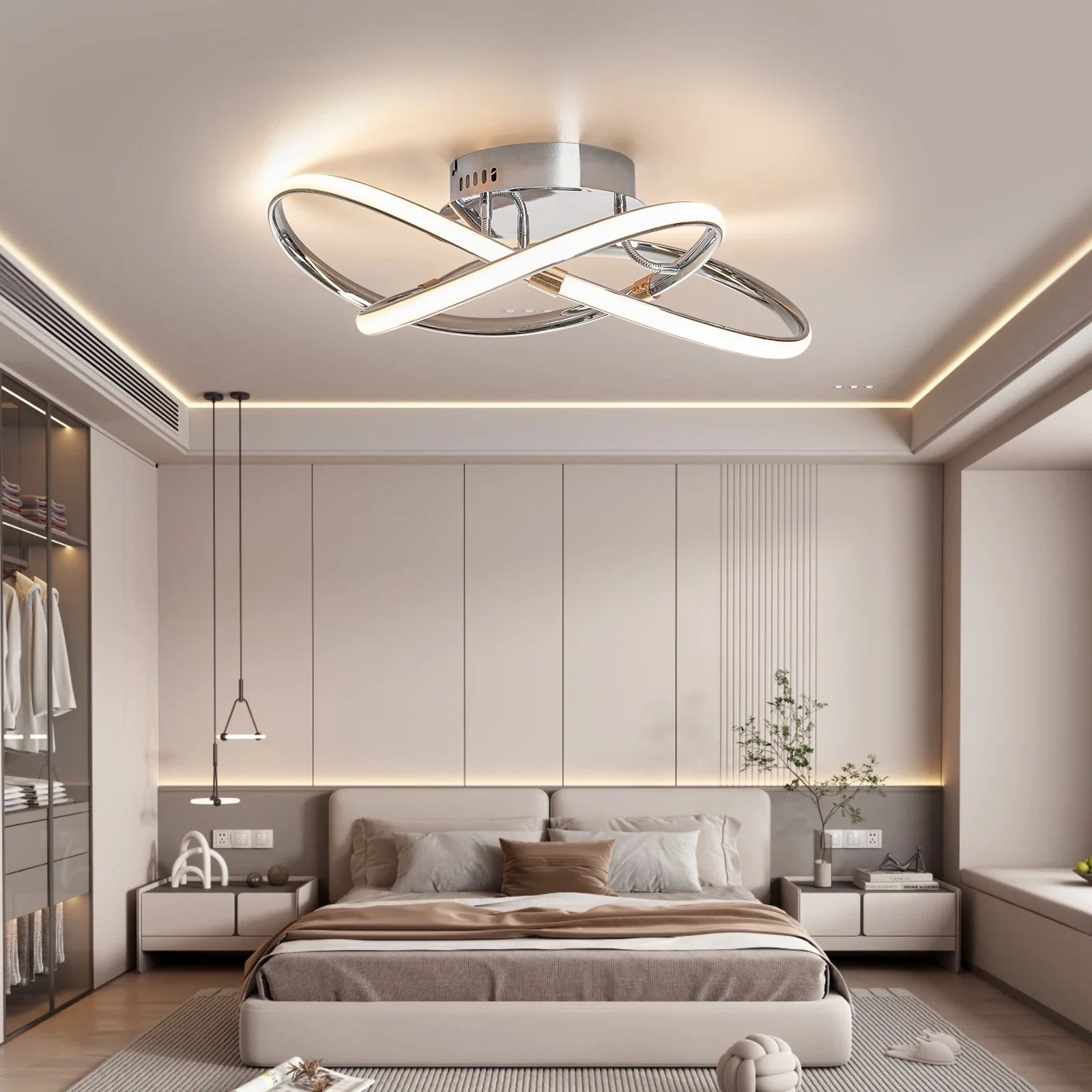 Afralia™ Modern Smart LED Ceiling Lights | Black/Chrome/Gold for Living Room, Bedroom, Study