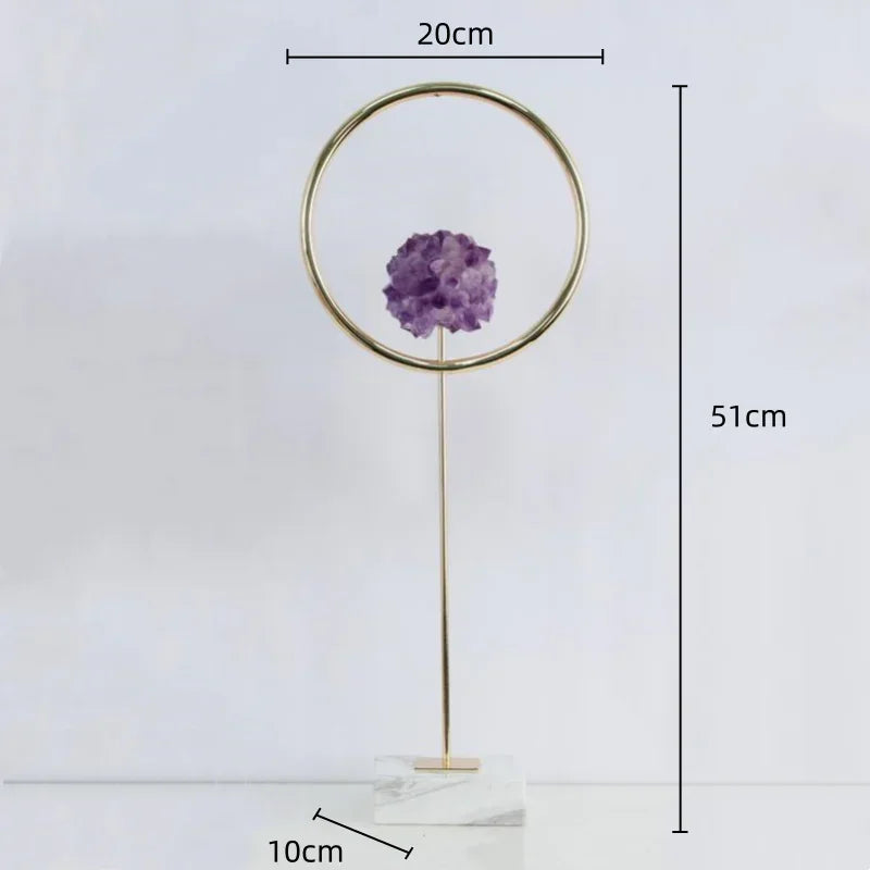 Afralia™ Metal Crystal Pendant Ring Sculpture Geometric Figurine Decoration