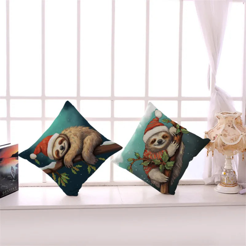 Afralia™ Cartoon Animal Christmas Pillowcase: Decorative Sofa Cushion Cover for Living Room