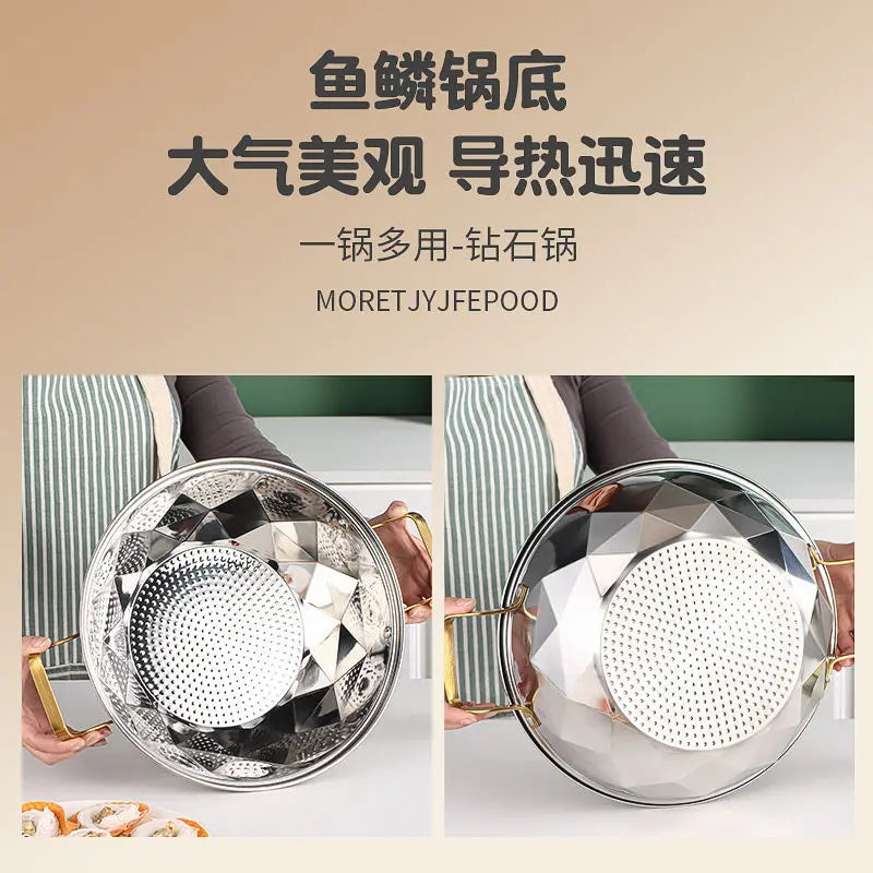 Afralia™ Stainless Steel Double Layer Steam Pot for Induction Cooker - Kitchen Essential