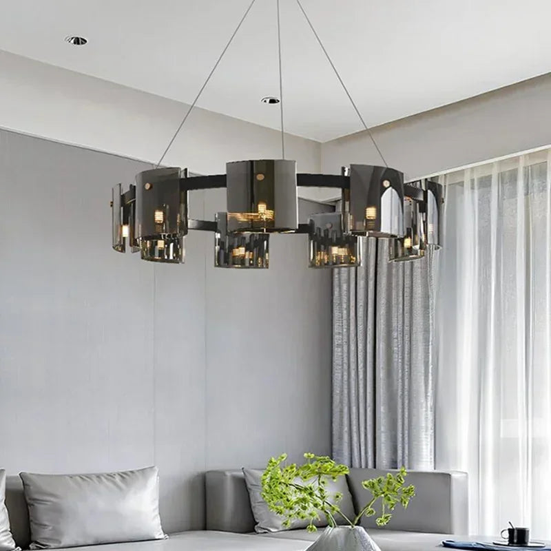 Afralia™ Modern Smoky Glass Chandelier Lighting for Luxury Room Decor & Ambiance